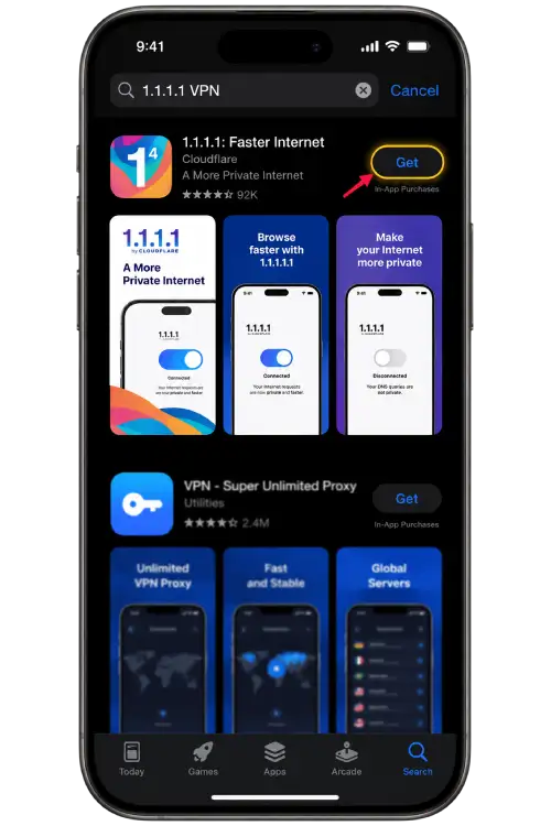 Search and install